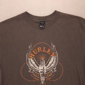 Hurley Casual Crew Neck Short Sleeve Graphic T Shirt Mens Size Medium M Brown